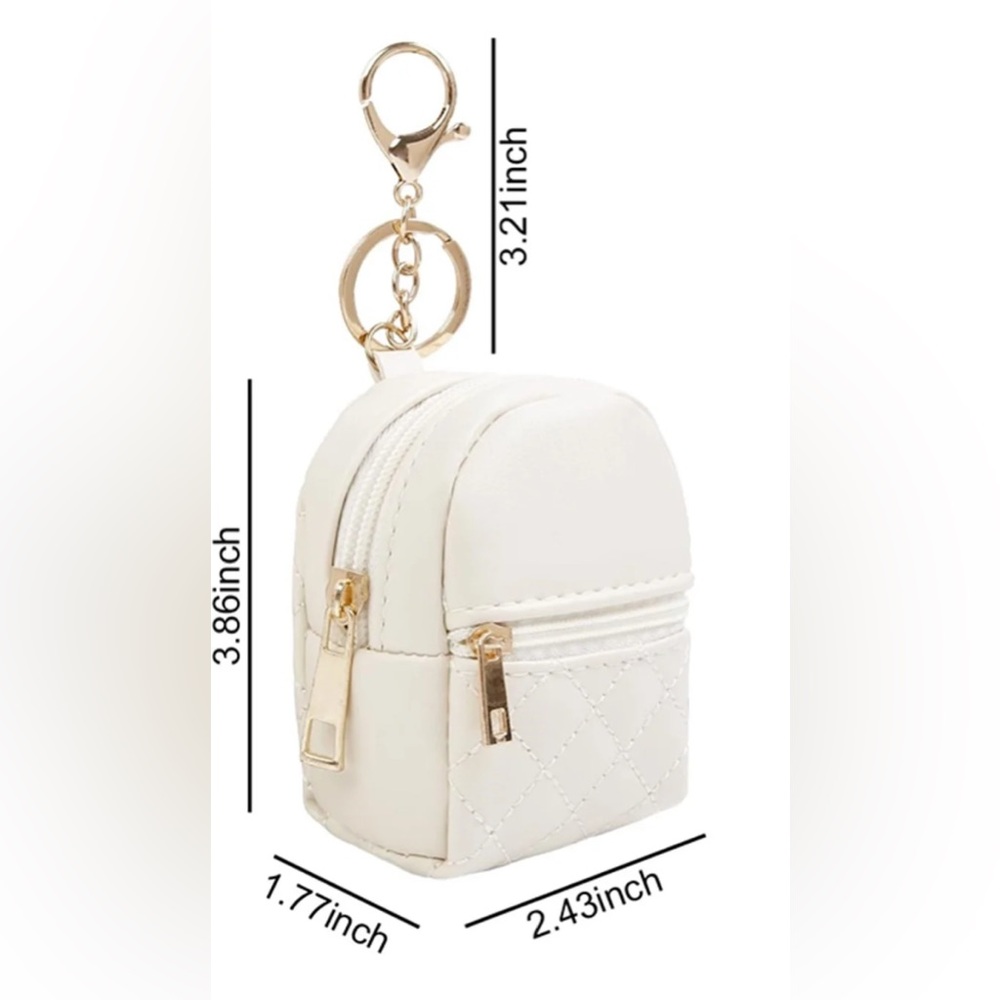 Mini Backpack Keychain Bag Charm | Quilted Purse Charm | Gold Hardware | - Picture 3 of 4